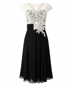 Jacques Vert Lace Bodice Chiffon Dress Multi Black Dresses