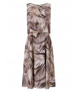 Jacques Vert Petite Printed Flared Dress Multi Brown Dresses