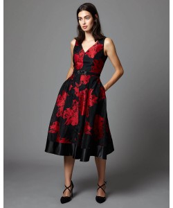 Phase Eight Aviana Floral Dress Black/Ruby Dresses