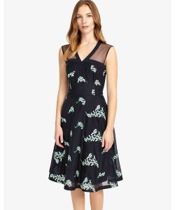Phase Eight Connie Embroidered Dress Navy/Ivory Dresses