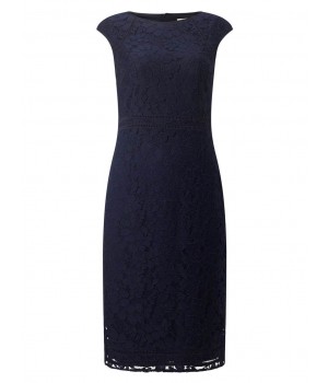 Jacques Vert Lace Fitted Dress Multi Blue Dresses