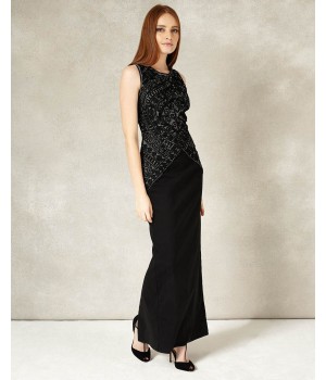 Phase Eight Embry Full Length Dress Black/Silver Dresses