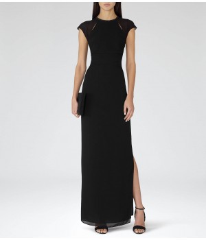 Reiss Alondra Black Embellished Maxi Dress