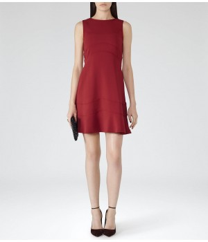 Reiss Sara Crimson Panelled Dress