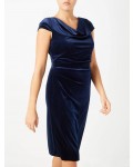 Jacques Vert Cap Sleeve Velvet Dress Navy Dresses