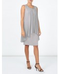 Jacques Vert Emblished Neck Layers Dress Light Grey Dresses, Jacques Vert Item No.10044370