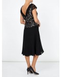 Jacques Vert Lace Chiffon Cowl Flare Dress Multi Black Dresses