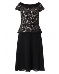 Jacques Vert Lace Chiffon Cowl Flare Dress Multi Black Dresses 10044424 | jacquesvertdressuk.com