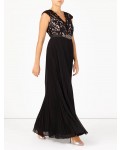 Jacques Vert Lace Top Plisse Maxi Dress Multi Black Dresses, Jacques Vert Item No.10044046