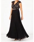 Jacques Vert Lace Top Plisse Maxi Dress Multi Black Dresses