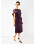 Jacques Vert Lorcan Satin Banded Dress Dark Purple Dresses, Jacques Vert Item No.10043531
