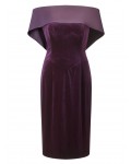 Jacques Vert Lorcan Satin Banded Dress Dark Purple Dresses 10043531 | jacquesvertdressuk.com