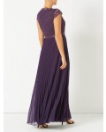 Jacques Vert Pleated Embellished Maxi Dress Dark Purple Dresses