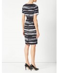 Jacques Vert Textured Stripe Tie Wrap Dress Multi Black Dresses