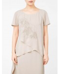 Jacques Vert Tie Side Embroidered Dress Mid Neutral Dresses