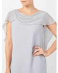 Jacques Vert Wrap Drape Cape Dress Mid Grey Dresses