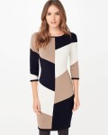 Abriana Block Knitted Dress | Navy/Stone  | Phase Eight