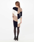 Phase Eight Abriana Block Knitted Dress Navy/Stone Dresses