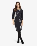 Phase Eight Conway Print Dress Navy/Ivory Dresses