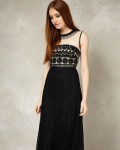 Elizabeth Fringe Full Length Dress | Black/Champagne  | Phase Eight