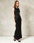 Phase Eight Black/Silver Dresses Embry Full Length Dress | jacquesvertdressuk.com