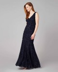 Rosa Tapework Full Length Dress | Navy  | Phase Eight
