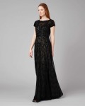Schubert Lace Beaded Full Length Dress | Black/Nude  | Phase Eight