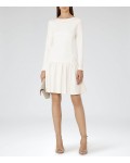 Reiss Agnes Off White Drop-Waist Jersey Dress 29810901 | jacquesvertdressuk.com