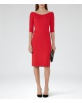 Reiss Aimee China Red Off-The-Shoulder Dress 29985165 | jacquesvertdressuk.com