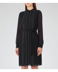 Reiss Cairn Black Long-Sleeved Shift Dress