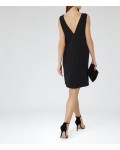 Reiss Caitlin Black Shift Dress With Lace Insert