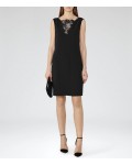 Reiss Caitlin Black Shift Dress With Lace Insert 29721920 | jacquesvertdressuk.com