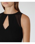 Reiss Calie Maxi Black Neckline-Detail Maxi Dress
