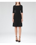 Reiss Celestia Black Structured Knit Dress 29904820 | jacquesvertdressuk.com