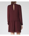 Reiss Crimson Claret High-Neck Shift Dress