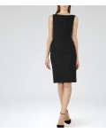 Reiss Dartmouth Dress Black Textured Tailored Dress