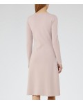 Reiss Emelia Powder Pink Knitted Fit And Flare Dress