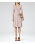 Reiss Emelia Powder Pink Knitted Fit And Flare Dress 29920166 | jacquesvertdressuk.com