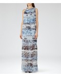 Reiss Ezra Multi Blue Printed Maxi Dress