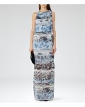 Reiss Ezra Multi Blue Printed Maxi Dress 29722030 | jacquesvertdressuk.com