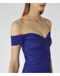 Reiss Forley Blue Abyss Bodycon Off-Shoulder Dress