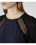 Reiss Karlotta Lux Navy/black Lace Detail Dress