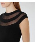 Reiss Karri Black Sheer-Panel Bodycon Dress