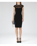 Reiss Karri Black Sheer-Panel Bodycon Dress 29825220 | jacquesvertdressuk.com