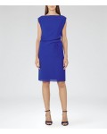 Reiss Kier Sapphire Pleat-Detail Dress 29819632 | jacquesvertdressuk.com