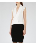Reiss Layla Black/off White Knitted Wrap Dress