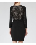 Reiss Libby Black/nude Lace-Front Dress