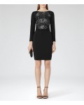 Reiss Libby Black/nude Lace-Front Dress 29910720 | jacquesvertdressuk.com