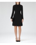 Reiss Ludervine Black Lace-Detail Dress 29831720 | jacquesvertdressuk.com