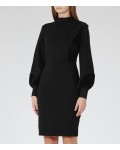 Reiss Lulu Black Velvet-Detail Dress